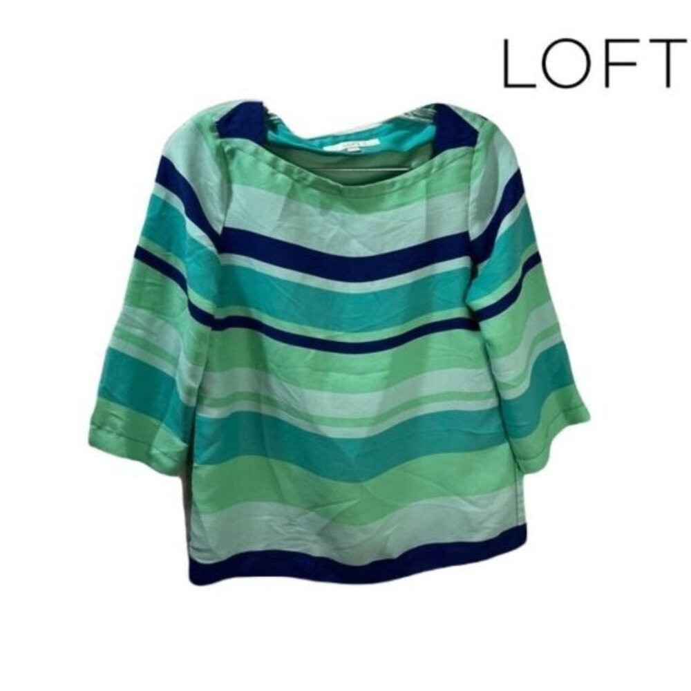 LOFT Woven Printed Rayon Elbow Sleeves Blouse XSP‎